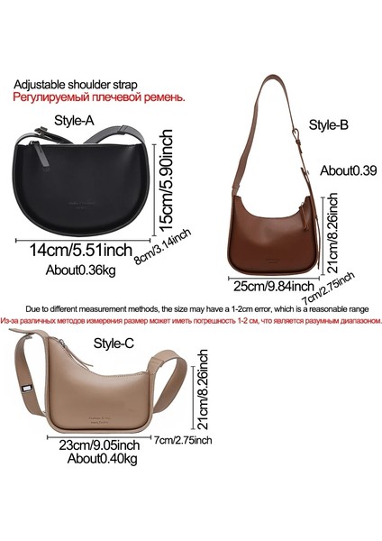 Stil-B-Kahverengi Stili Burminsa Yarım Daire Eyer Omuz Crossbody Çanta Kadınlar Için Tasarımcı Ayarlanabilir Geniş Askı Kız Çantalar ve Çanta (Yurt Dışından) modelleri