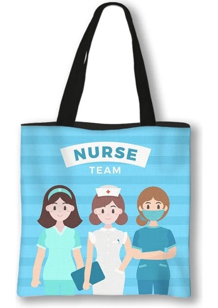BSTDNURSS28 Stili 39CMX39CM Kadın Hemşire Baskılı Kadın Alışveriş Çantası Moda Aşk Büyük Kapasiteli Eko Yeniden Kullanılabilir Omuz Çantası Seyahat Çanta Can Özel Desen (Yurt Dışından)