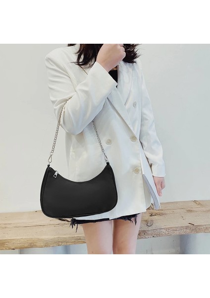 Bej Tarzı Düz Renk Omuz Çanta Kadın Koltukaltı Çanta Bayanlar Moda Üst-Kolu Kavramalar Siyah Bej Beyaz Pembe Çanta Kılıfı (Yurt Dışından)