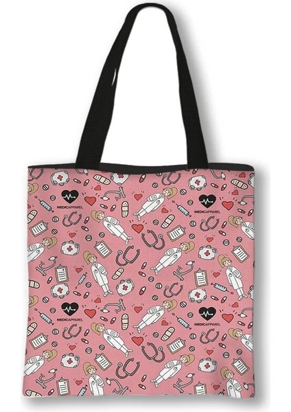 BSTDXBNURSE20 Stili 34CMX34CM Kadın Hemşire Baskılı Kadın Alışveriş Çantası Moda Aşk Büyük Kapasiteli Eko Yeniden Kullanılabilir Omuz Çantası Seyahat Çanta Can Özel Desen (Yurt Dışından) fiyatları