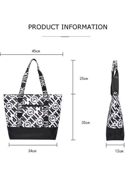 A4 Stili Moda Rahat Bayanlar Naylon Çanta Mektup Deseni Omuz Çantası Büyük Kapasiteli Su Geçirmez Üst Saplı Çantalar (Yurt Dışından)