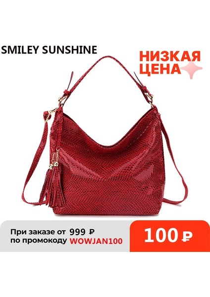 Gümüş Tarzı Yılan Desenli Tasarımcı Kadın Omuz Çantası Kadın Serpantinli Hobo Çanta Püskül Çanta Çanta Büyük Kırmızı Tote Bayan El Çantaları (Yurt Dışından) fırsatları