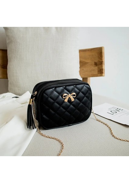 Siyah Stil 2022 Püskül Küçük Messenger Çanta Kadınlar Için Trend Lingge Nakış Kamera Kadın Omuz Çantası Moda Zincir Bayanlar Crossbody Çanta (Yurt Dışından)