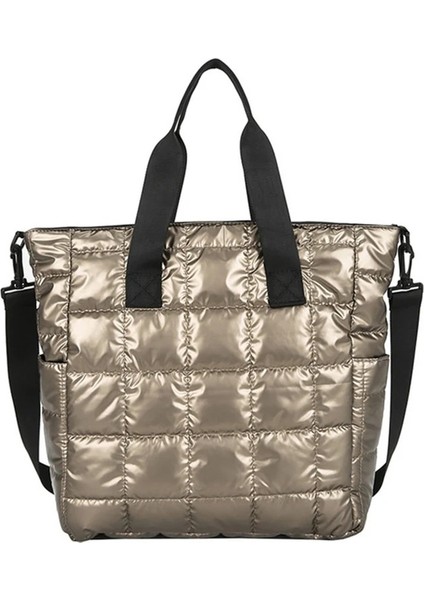 Koyu Kırmızı Tarzı Kış Yeni Kadınlar Için Büyük Kapasiteli Omuz Çantası Su Geçirmez Naylon Çantalar Uzay Pedi Pamuk Tüy Aşağı Çanta Omuz ile Büyük Çanta (Yurt Dışından)