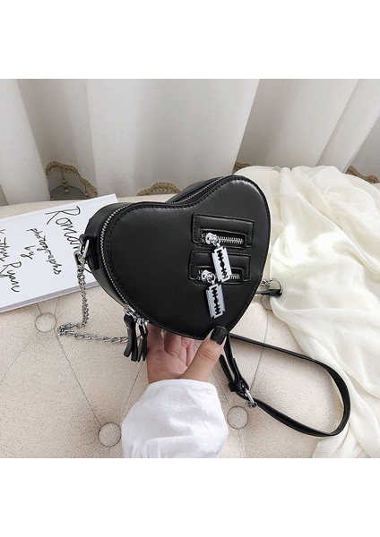 Beyaz Stil Kadın Çantalar ve Çanta Moda Kırmızı Aşk Kalp Şekli Omuz Çantası Kadın Zincir Crossbody Çanta Bayan Çanta ve El Çantası (Yurt Dışından) fiyatları