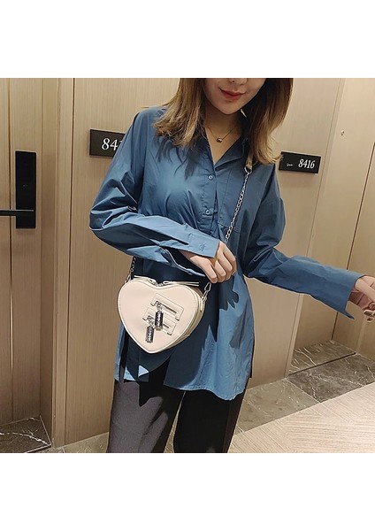 Beyaz Stil Kadın Çantalar ve Çanta Moda Kırmızı Aşk Kalp Şekli Omuz Çantası Kadın Zincir Crossbody Çanta Bayan Çanta ve El Çantası (Yurt Dışından) indirimleri