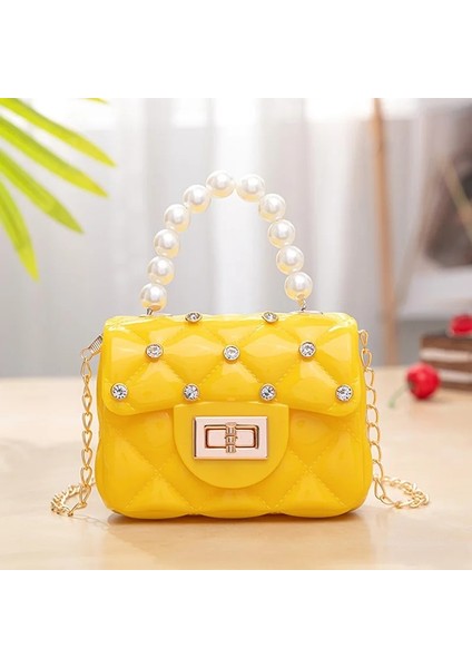 H-Pembe Tarzı Yeni Mini Jöle Çanta ve Çanta Deri Inci Saplı Crossbody Çanta Crossbody Çanta Kızlar Sevimli Para Kılıfı Parti Çanta (Yurt Dışından) fırsatları