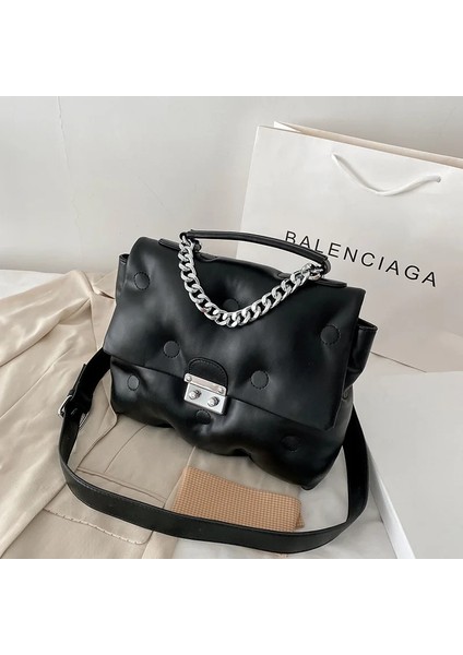 Kırmızı 1 Tarzı 29X7X25CM Ünlü Kadın Çantaları Pu Ain Uzay Pamuk Büyük Kapasiteli Omuz Messenger Lüks Trendy Çanta Yumuşak Kişilik (Yurt Dışından)