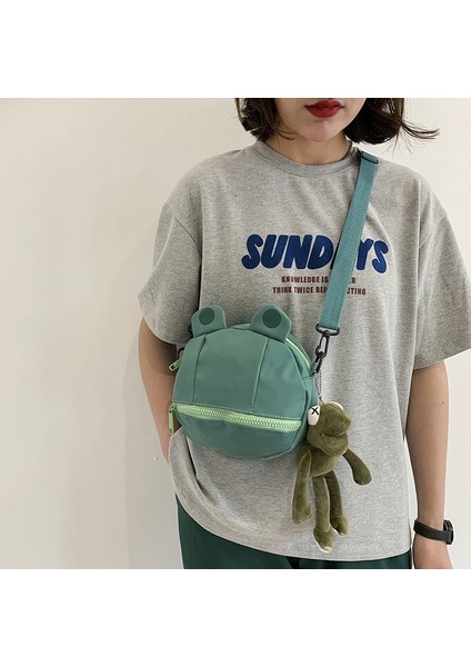 No.2 Tarzı Kadın Kişilik Sevimli Kurbağa Küçük Yuvarlak Çanta Yeni Kore Kanvas Çanta Kadın Tudent Omuz Askılı Çanta (Yurt Dışından) indirimleri