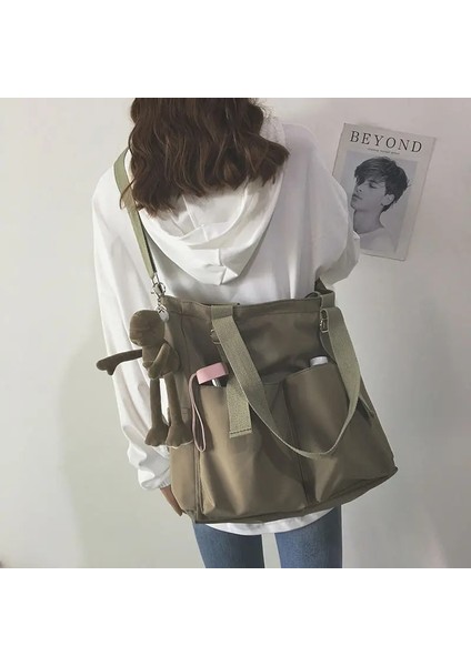 Qiuming Shop Yeşil Kurbağa 33X35X10C Stili Su Geçirmez Oxford Büyük Kapasiteli Tuval Kız Omuz El Kovası Çanta Sepeti Kadın Kadınlar Için Crossbody Çanta Rahat Bez Çantalar (Yurt Dışından)