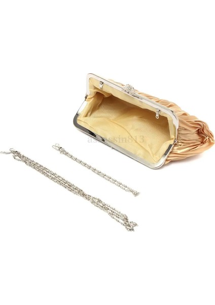 Bir Stil Kadın Lady Saten Kristal Gelin Çanta Debriyaj Parti Düğün Çanta Akşam Çanta Pileli Gün Manşonlar Katı Bayan Çanta (Yurt Dışından) fiyatları