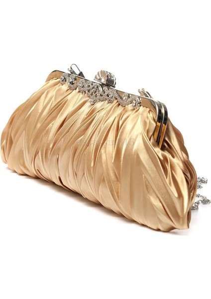 Bir Stil Kadın Lady Saten Kristal Gelin Çanta Debriyaj Parti Düğün Çanta Akşam Çanta Pileli Gün Manşonlar Katı Bayan Çanta (Yurt Dışından) indirimleri