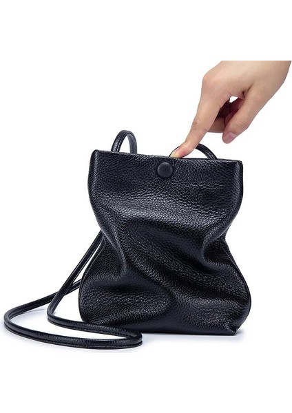 Siyah Stil Yeni Kadın Hakiki Deri Çanta Kadın Büyük Kapasiteli Omuz Çantaları Telefon Cebi Kart Sahipleri Moda Kız Için Crossbody Çanta (Yurt Dışından)