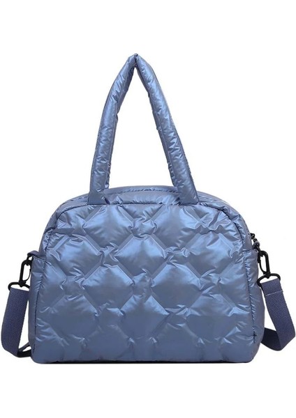 Mavi Omuz Çantası Stili Kış Yeni Kadınlar Için Büyük Kapasiteli Omuz Çantası Su Geçirmez Naylon Çantalar Uzay Pedi Pamuk Tüy Aşağı Çanta Omuz ile Büyük Çanta (Yurt Dışından)