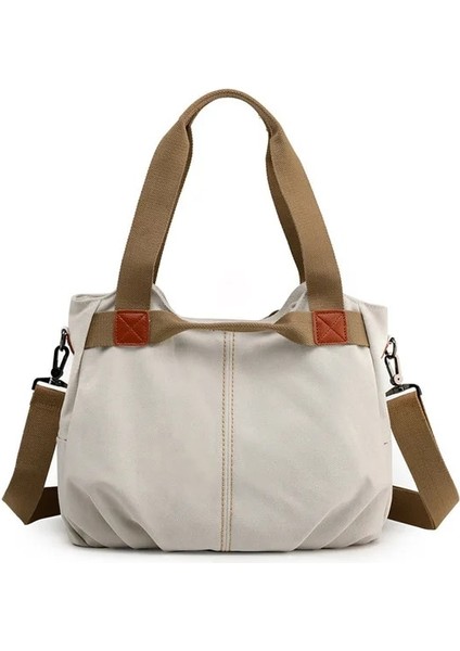 Bej Tarzı Büyük Beden Kvky Sıcak Kat Rahat Tote Kadın Çanta Omuz Crossbody Çanta Kadınlar Için Tuval Yüksek Kapasiteli Çanta Kadın Bolsa Feminina (Yurt Dışından)