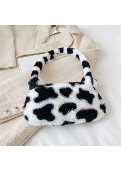 No.19 Tarzı Vintage Kalp Desenli Omuz Çantaları Günlük Peluş Saf Renk Çanta Kış Tüm Maç Koltukaltı Çantaları Alışveriş Malzemeleri (Yurt Dışından)