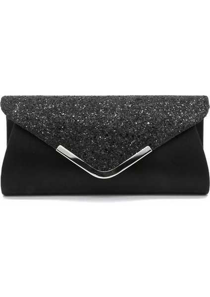 Siyah Stil Noenname Kadın Glitter Pırıltılı Zarf Bayanlar Sequins Akşam Partisi Balo Akıllı Jane Debriyaj Çanta Çanta (Yurt Dışından)