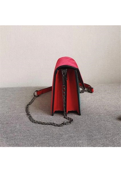 Kırmızı Stil 19X8X12 cm Smooza Retro Mat Patchwork Crossbody Çanta Kadın Haberci Çanta Zinciri Askı Omuz Çantası Bayan Küçük Flap Çapraz Çanta (Yurt Dışından) modelleri