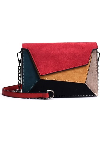 Kırmızı Stil 19X8X12 cm Smooza Retro Mat Patchwork Crossbody Çanta Kadın Haberci Çanta Zinciri Askı Omuz Çantası Bayan Küçük Flap Çapraz Çanta (Yurt Dışından) fırsatları
