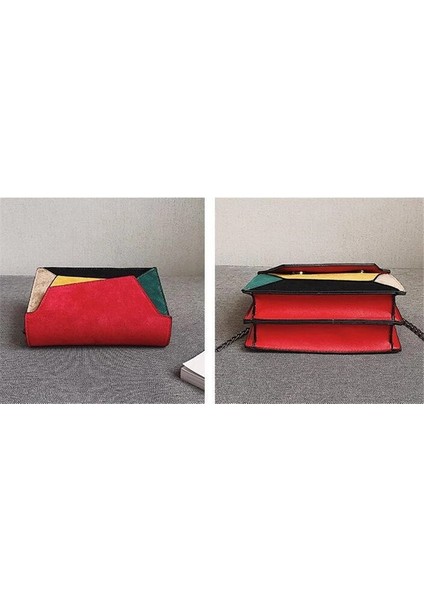 Kırmızı Stil 19X8X12 cm Smooza Retro Mat Patchwork Crossbody Çanta Kadın Haberci Çanta Zinciri Askı Omuz Çantası Bayan Küçük Flap Çapraz Çanta (Yurt Dışından) indirimleri