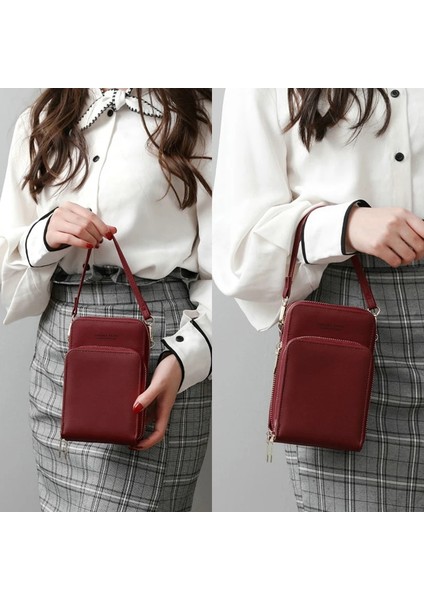 No.7 Tarzı Dokunmatik Cep Telefonu Omuz Çantaları Kadın Çok Fonksiyonlu Cep Mini Crossbody Çanta Kart Çanta Bayanlar Küçük Kadın Messenger Çanta (Yurt Dışından)