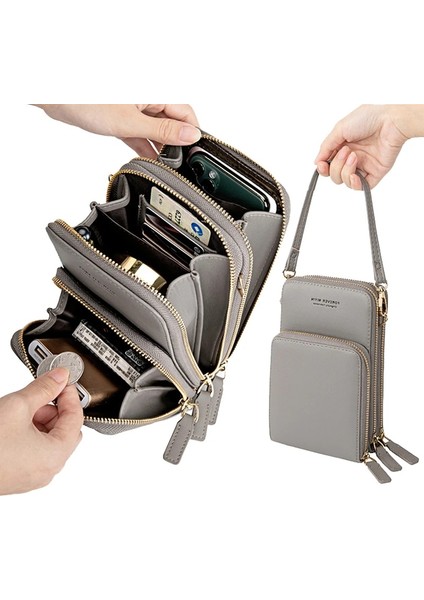 No.7 Tarzı Dokunmatik Cep Telefonu Omuz Çantaları Kadın Çok Fonksiyonlu Cep Mini Crossbody Çanta Kart Çanta Bayanlar Küçük Kadın Messenger Çanta (Yurt Dışından)