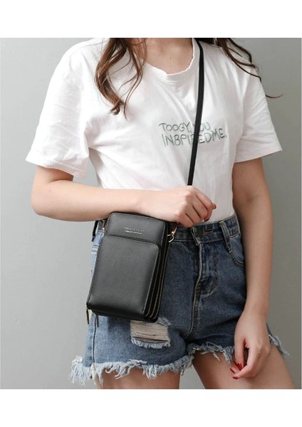 No.7 Tarzı Dokunmatik Cep Telefonu Omuz Çantaları Kadın Çok Fonksiyonlu Cep Mini Crossbody Çanta Kart Çanta Bayanlar Küçük Kadın Messenger Çanta (Yurt Dışından)