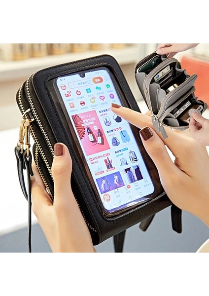 No.7 Tarzı Dokunmatik Cep Telefonu Omuz Çantaları Kadın Çok Fonksiyonlu Cep Mini Crossbody Çanta Kart Çanta Bayanlar Küçük Kadın Messenger Çanta (Yurt Dışından)