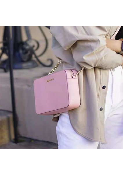 Lotus Kökü Nişasta Tarzı Luxury Handbags Pu Leather Designer Design Ladies Shoulder Bag Messenger Chain Small Square Bag Commuter All-Match (Yurt Dışından)
