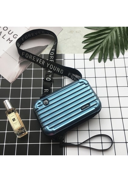 Açık Mavi-Çizgi Stili Wome Için Lüks El Çantaları Yeni Bavul Şekli Tote Kadınlar Ünlü Debriyaj Çanta Mini Kutu Çanta Moda Mini Bagaj Çantası (Yurt Dışından)