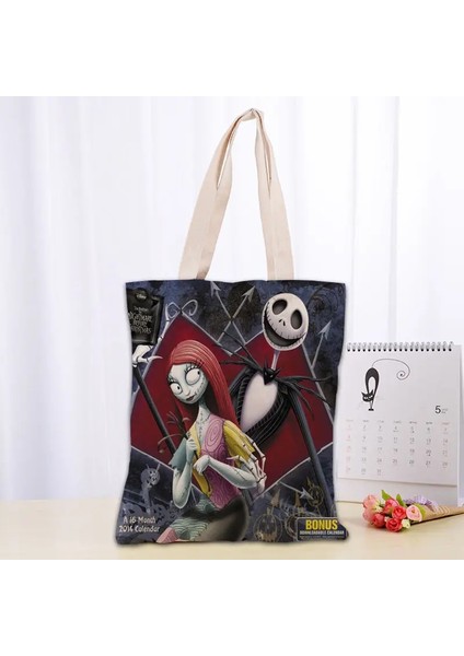 No.11 Stili 30X35CM Noel Öncesi Kabus Kanvas Tote Çanta Moda Dayanıklı Kadın Öğrenci Pamuk Keten Çanta Baskılı Alışveriş Çantaları Özel Logo (Yurt Dışından)