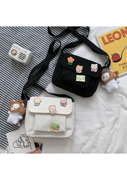 Beyaz Stil Cute Canvas Small Bag Female New Japanese Harajuku Diagonal Bag Wild Student Girl Shoulder Bag Bags For Women (Yurt Dışından) fiyatları