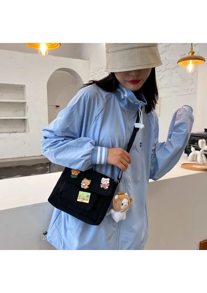 Beyaz Stil Cute Canvas Small Bag Female New Japanese Harajuku Diagonal Bag Wild Student Girl Shoulder Bag Bags For Women (Yurt Dışından) fırsatları