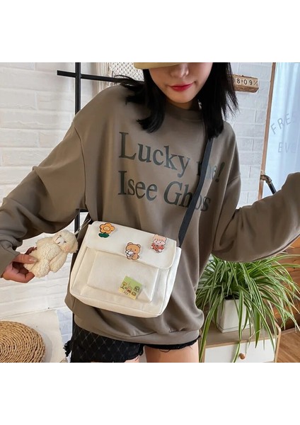 Beyaz Stil Cute Canvas Small Bag Female New Japanese Harajuku Diagonal Bag Wild Student Girl Shoulder Bag Bags For Women (Yurt Dışından) indirimleri