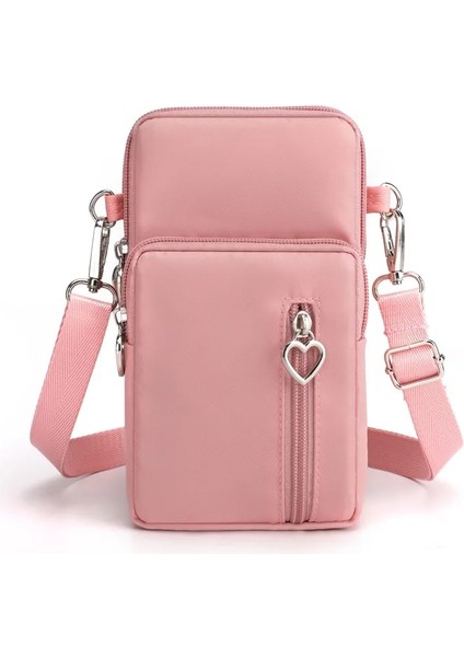 Pembe Tarzı S 17X9X5 cm Kadın Cep Telefonu Çantası Kadın Messenger Çanta Cüzdan Bozuk Para Cüzdanı Yeni Vahşi Kalıpçı Asılı Cep Telefonu Çantası (Yurt Dışından)