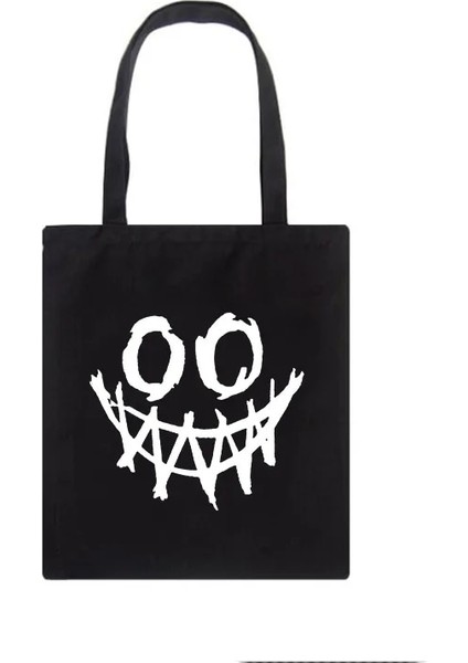 No.8 Stili 28X33CM Japon Koyu Alışveriş Çantası Gotik Dalgalar Y2K Kanvas Çanta Eğlenceli Karikatür Büyük Kapasiteli Ulzzang Kadın Çantası Harajuku Kadın Omuz Çantaları (Yurt Dışından)