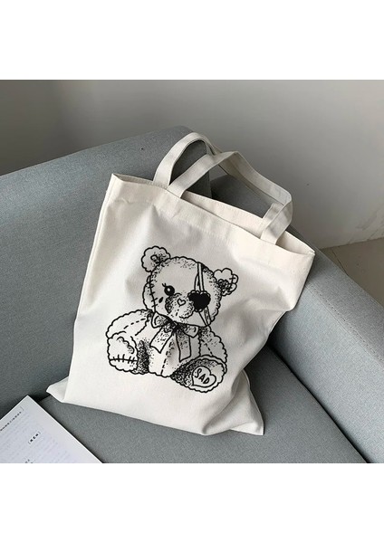 No.8 Stili 28X33CM Japon Koyu Alışveriş Çantası Gotik Dalgalar Y2K Kanvas Çanta Eğlenceli Karikatür Büyük Kapasiteli Ulzzang Kadın Çantası Harajuku Kadın Omuz Çantaları (Yurt Dışından) indirimleri