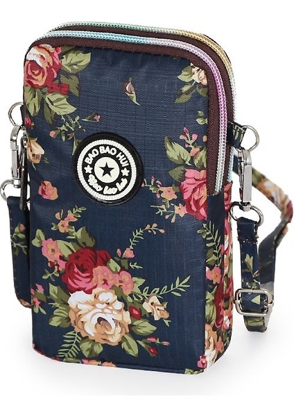 No.7 Tarzı Kadın Mini Cep Telefonu Çantası Kadın Crossbody Çanta Bayan Omuz Çantası Kanvas Cüzdan Çanta (Yurt Dışından)