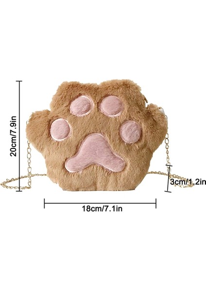 Ben Stil Sevimli Kedi Paw Omuz Çantası Kadınlar Için Sonbahar Kış Tatlı Kız Rahat Peluş Crossbody Çanta Moda Zincir Messenger Çanta (Yurt Dışından) fırsatları