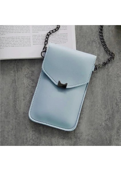 Tip 2 Açık Mavi Stili Kadın Deri Messenger Çanta Mini Cep Cep Telefonu Kılıfı Öğrenci Crossbody Kılıf Debriyaj Çanta Cüzdan Kız Küçük Omuz Çantası Çanta (Yurt Dışından)