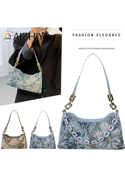 Yeşil Stil Moda Kadın Yağlıboya Baskılı Omuz Koltukaltı Çanta Rahat Bayanlar Kalın Chian Küçük Çanta Çanta (Yurt Dışından)