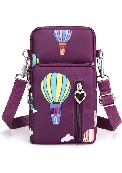 Fuşya Balon Stili S 17X9X5 cm Kadın Cep Telefonu Çantası Kadın Messenger Çanta Cüzdan Bozuk Para Cüzdanı Yeni Vahşi Kalıpçı Asılı Cep Telefonu Çantası (Yurt Dışından)