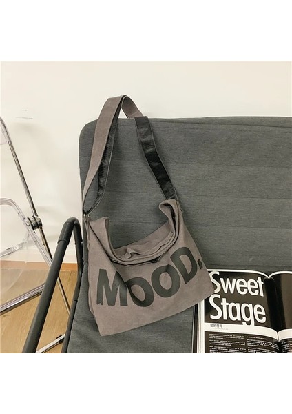 Siyah Stil Sadece Bir Çanta Tuval Kadın Messenger Çanta Kadın Sanat Vintage Büyük Omuz Çantaları Harajuku Moda Hip Hop Büyük Öğrenci Crossbody Okul Çantası (Yurt Dışından) fiyatları