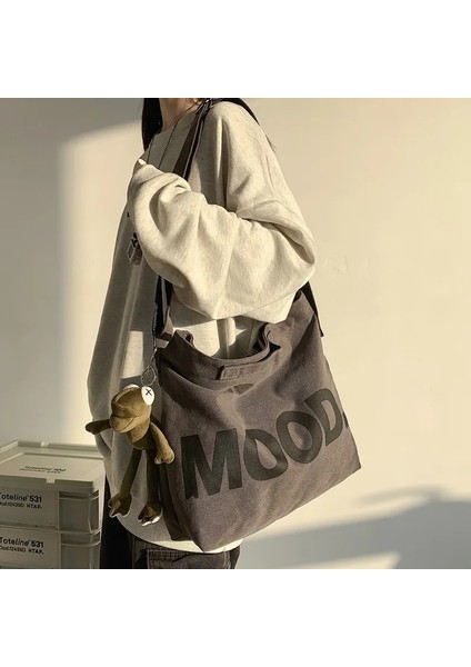 Siyah Stil Sadece Bir Çanta Tuval Kadın Messenger Çanta Kadın Sanat Vintage Büyük Omuz Çantaları Harajuku Moda Hip Hop Büyük Öğrenci Crossbody Okul Çantası (Yurt Dışından) fırsatları
