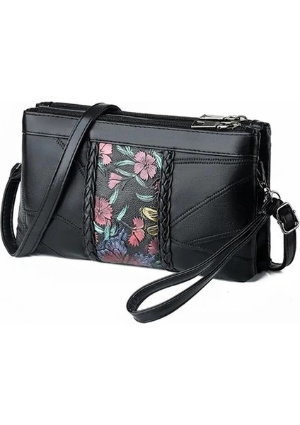 Siyah 9 Stil 2 Stil Kadın Crossbody Çanta Yumuşak Pu Deri Omuz Çantası Li Messenger Çanta Küçük Boy Çanta Bayan Çanta (Yurt Dışından)