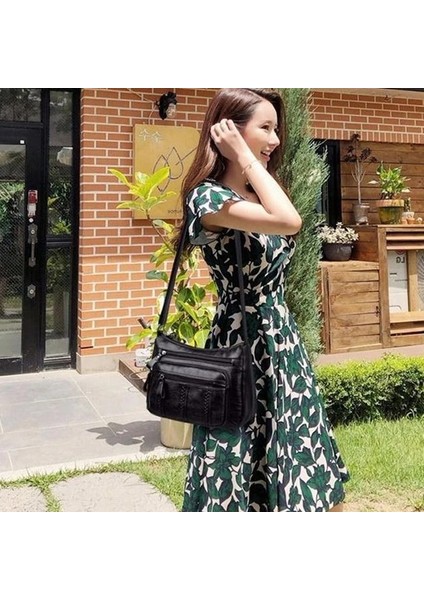Siyah 9 Stil 2 Stil Kadın Crossbody Çanta Yumuşak Pu Deri Omuz Çantası Li Messenger Çanta Küçük Boy Çanta Bayan Çanta (Yurt Dışından)