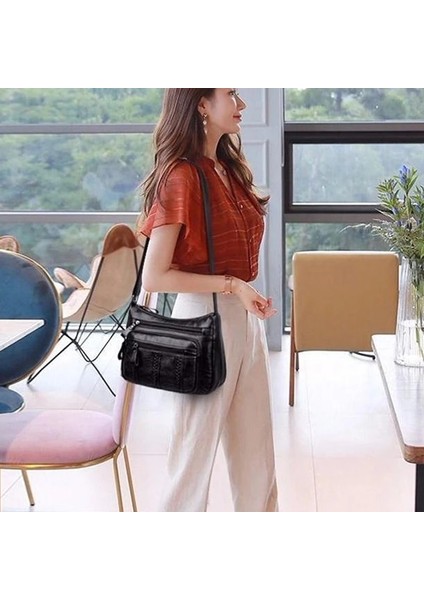 Siyah 9 Stil 2 Stil Kadın Crossbody Çanta Yumuşak Pu Deri Omuz Çantası Li Messenger Çanta Küçük Boy Çanta Bayan Çanta (Yurt Dışından)