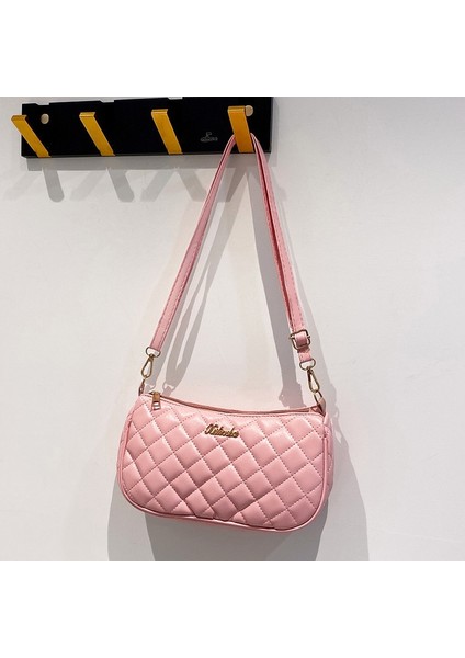 Pembe-2 Tarzı Gle Omuz Messenger Çanta Zinciri Basit Crossbody Çanta Yeni Moda Lingge Kabuk Çanta Kontrast Renk Kadın Çanta (Yurt Dışından)