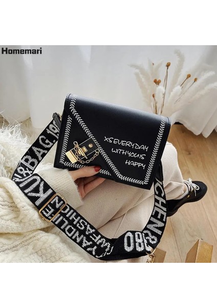 Qiuming Shop C-5 Stili Mektup Geniş Askılı Crossbody Çanta Moda Rahat Kare Çantalar Crossbody Tasarım Messenger Çanta Kadın Omuz Çantası Telefon Çanta 2021 (Yurt Dışından)