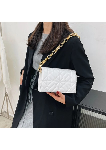 Stil C Yeşil Stil Kadınlar Basit Düz Renk Omuz Koltukaltı Çantaları Moda Zinciri Küçük Üst Kolu Çanta Rahat Ekose Desen Bayanlar Omuz Çantası (Yurt Dışından) fırsatları